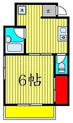 JR総武線 平井駅 徒歩10分の賃貸マンション 2階1Kの間取り