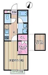 都営新宿線 篠崎駅 徒歩8分の賃貸アパート 1階1Kの間取り