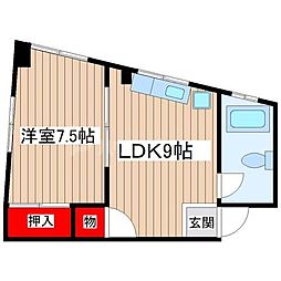 JR総武線 新小岩駅 徒歩15分の賃貸マンション 4階1LDKの間取り