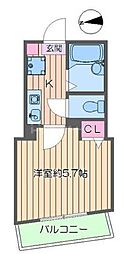 都営新宿線 篠崎駅 徒歩10分の賃貸アパート 2階1Kの間取り