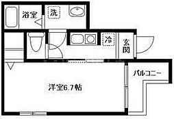 JR総武線 平井駅 徒歩12分の賃貸マンション 2階1Kの間取り