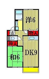 京成本線 京成小岩駅 徒歩16分の賃貸アパート 2階2DKの間取り