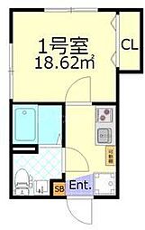 JR総武線 小岩駅 徒歩10分の賃貸アパート 3階1Kの間取り