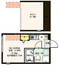 JR総武線 小岩駅 徒歩9分の賃貸アパート 1階1Kの間取り