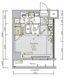 JR総武本線 新小岩駅 徒歩3分の賃貸マンション 8階ワンルームの間取り