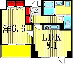 京成押上線 京成立石駅 徒歩7分の賃貸マンション 2階1LDKの間取り
