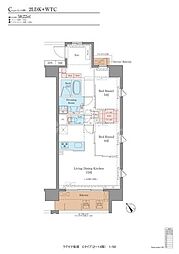 都営新宿線 船堀駅 徒歩21分の賃貸マンション 8階2LDKの間取り