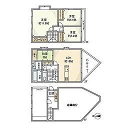 都営新宿線 船堀駅 徒歩17分の賃貸一戸建て 1階4LDKの間取り