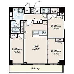 都営新宿線 一之江駅 徒歩6分の賃貸マンション 8階3LDKの間取り