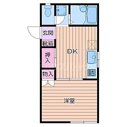 都営新宿線 一之江駅 徒歩12分の賃貸アパート 1階1DKの間取り