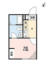 京成本線 京成小岩駅 徒歩8分の賃貸アパート 2階1Kの間取り