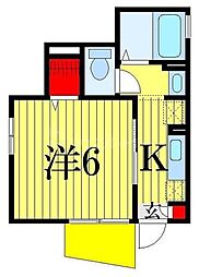 カーサ・ビアンカ 1Kの間取図画像