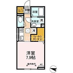 ヴェルドミールカシマ2 1Kの間取図画像