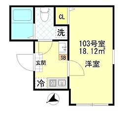 一之江新築アパート (仮名称) 1Kの間取図画像