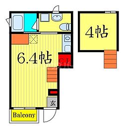江戸川区鹿骨2丁目アパート 1Kの間取図画像