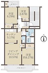 コーポ下鶴間8号棟 3LDKの間取図画像