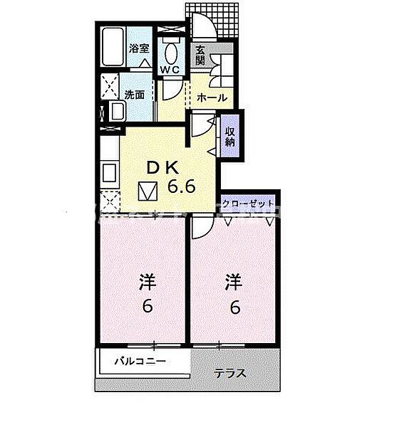 レユシール 103｜香川県高松市高松町(賃貸アパート2DK・1階・44.67㎡)の写真 その2