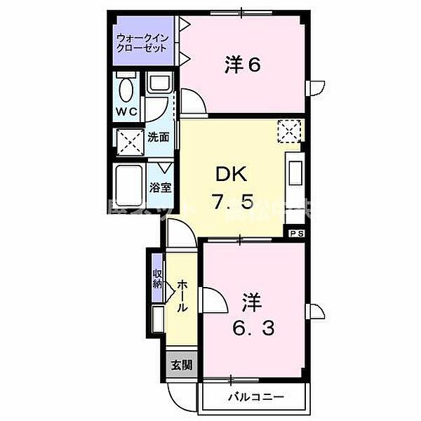 アロッジオＫ3　Ａ 103｜香川県高松市川部町(賃貸アパート2DK・1階・46.90㎡)の写真 その2