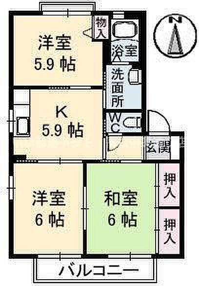 バリュージュグリーン D 102｜香川県高松市屋島西町(賃貸アパート3K・1階・52.54㎡)の写真 その2