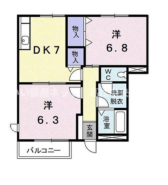 メゾン・フリージアＣ 101｜香川県善通寺市上吉田町6丁目(賃貸アパート2DK・1階・48.46㎡)の写真 その2