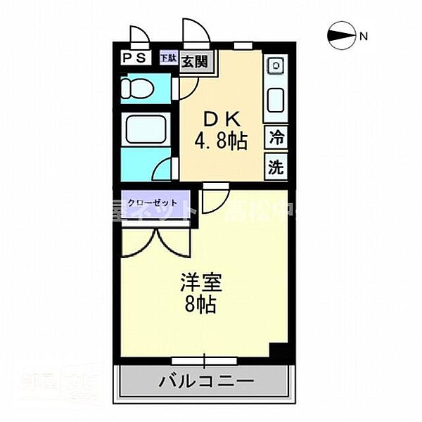 フォレスト林 207｜香川県高松市林町(賃貸マンション1DK・2階・27.30㎡)の写真 その2