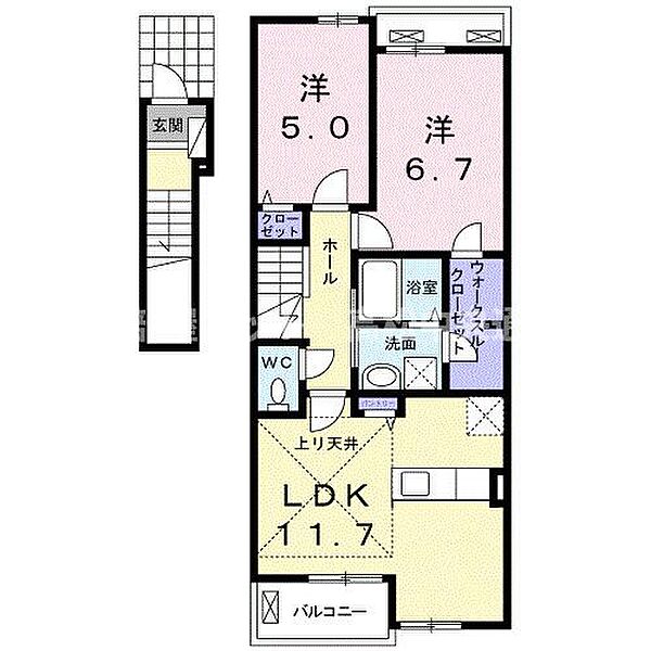 クラール土器町Ａ 204｜香川県丸亀市土器町東7丁目(賃貸アパート2LDK・2階・58.63㎡)の写真 その2