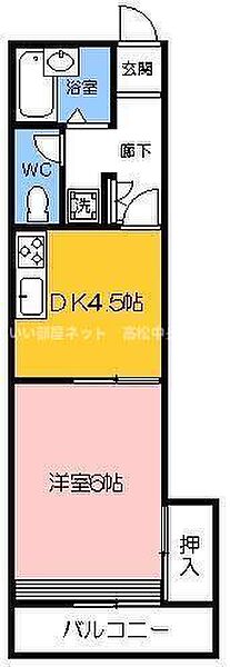 ヴィラ・アンソレイエ亀田町 206｜香川県高松市亀田町(賃貸マンション1DK・2階・32.27㎡)の写真 その2