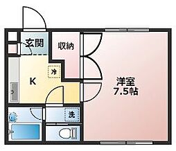 ハイツ・エレガンスF 1Kの間取図画像
