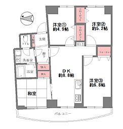 名谷7団地33号棟 4DKの間取図画像
