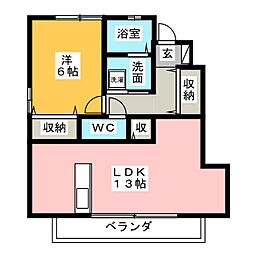 ローズコートS 1LDKの間取図画像