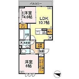D-Crinum  下土狩II 2LDKの間取図画像