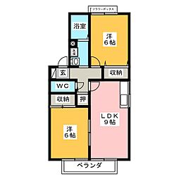 エクセル松下A 2LDKの間取図画像