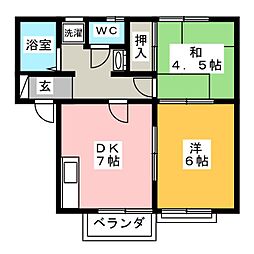 ハイツ韮山 2DKの間取図画像