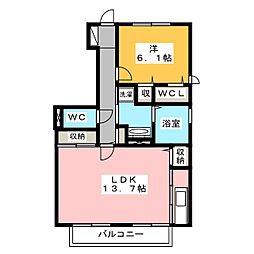 ロイヤルレジデンスC 1LDKの間取図画像