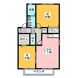 パストラルK-1 2LDKの間取図画像