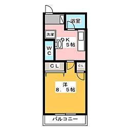 ラージワンコート 1DKの間取図画像