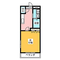 ボザール峯 1Kの間取図画像