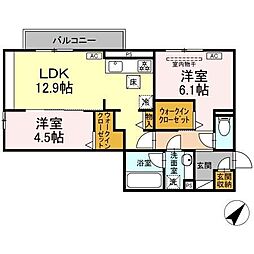 プリムラコウチ 2LDKの間取図画像