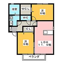 サンハイムカワムラ  ｜ 静岡県裾野市稲荷（賃貸アパート2LDK・2階・54.65㎡） その2