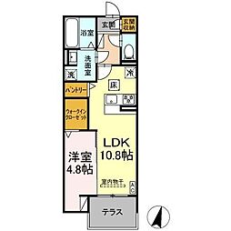 駿東郡長泉町上土狩アパート 1LDKの間取図画像