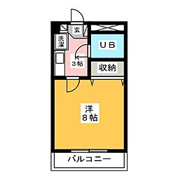 シェモア 4階1Kの間取り