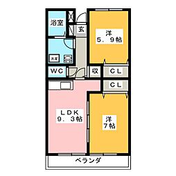 サンロード伊豆 2DKの間取図画像