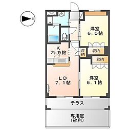 ルミナスハイツ市川 2LDKの間取図画像