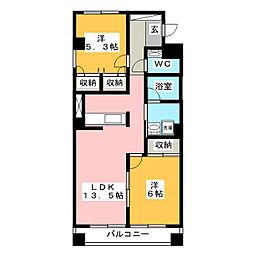 フォンテーヌ1 2LDKの間取図画像