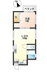 エスポワール伏見 1LDKの間取図画像