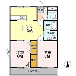ディスカヴァリー柿田2 2LDKの間取図画像