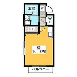 シャンノール ワンルームの間取図画像