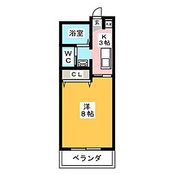 セジュールアイピー 1Kの間取図画像