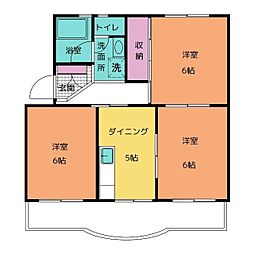 坪内ハイツ 3DKの間取図画像