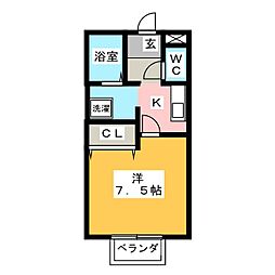 グランシャリオY 1Kの間取図画像